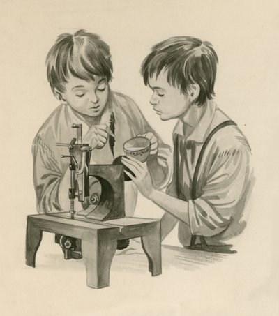 The Wright Brothers as Boys, Dropping Water into the Sewing Machine with a Feather by Peter Jackson